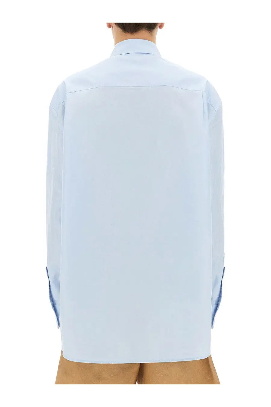 Jw anderson men’s window shirt blue light blue long-sleeved button-down with classic collar and stitched seams