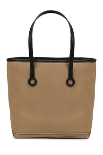 Jw anderson unisex borsa tote anchor small beige tan canvas tote bag with black leather handles and trim