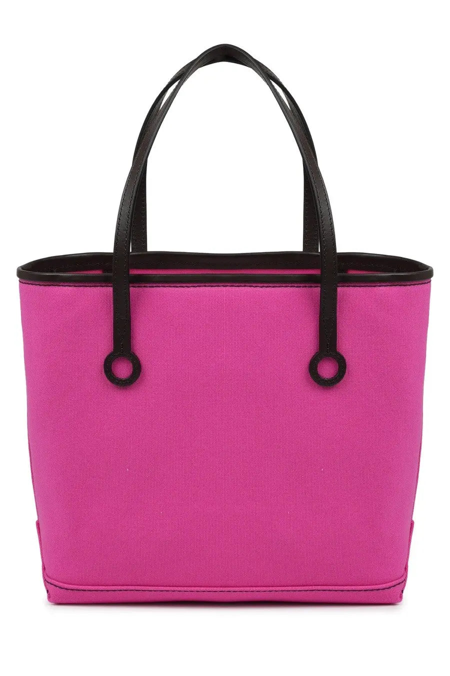 Jw anderson unisex borsa tote anchor small vibrant fuchsia canvas bag with black leather handles and trim