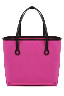 Jw anderson unisex borsa tote anchor small vibrant fuchsia canvas bag with black leather handles and trim