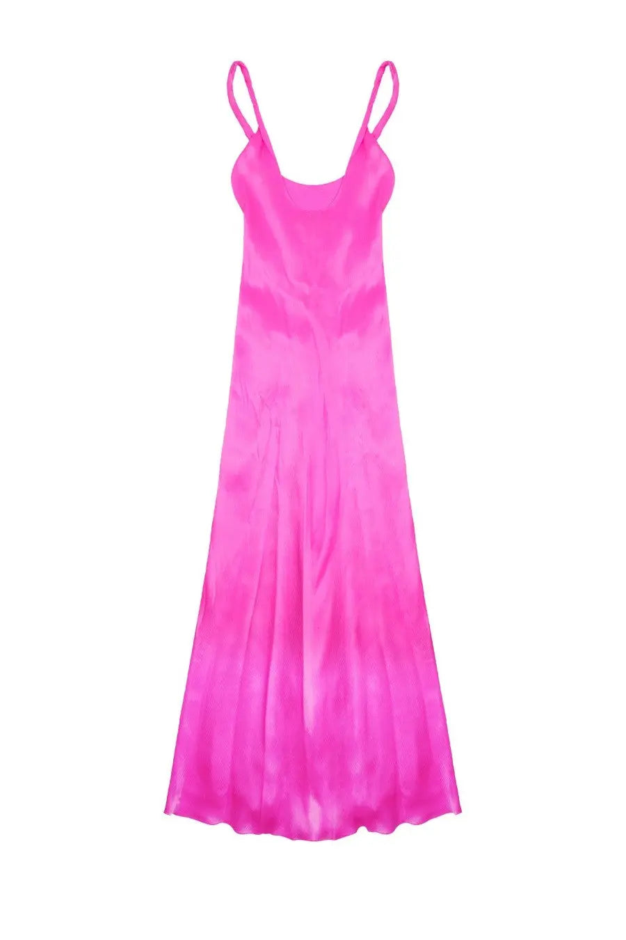 Jw anderson women’s abito lungo con nodo blue vibrant pink satin slip dress with thin straps and flowing silhouette