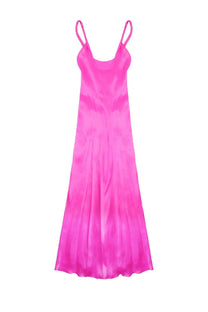 Jw anderson women’s abito lungo con nodo blue vibrant pink satin slip dress with thin straps and flowing silhouette