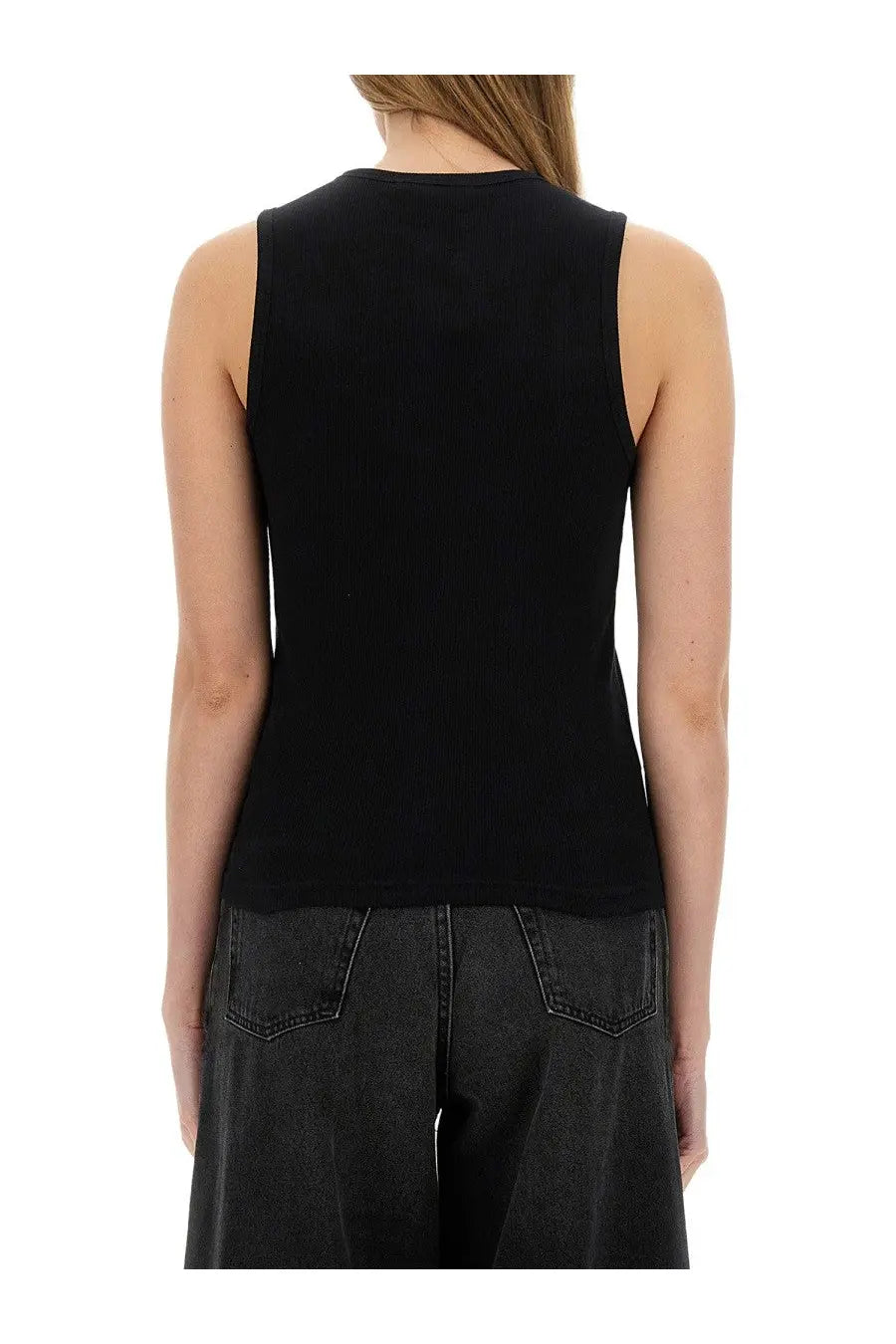 Jw anderson women’s anchor black sleeveless tank top made of ribbed knit fabric perfect for casual wear