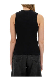 Jw anderson women’s anchor black sleeveless tank top made of ribbed knit fabric perfect for casual wear