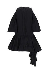 Jw anderson women’s black off-the-shoulder mini dress with tiered ruffles and asymmetrical hem