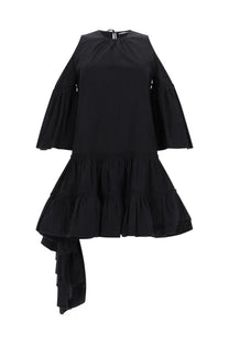 Jw anderson women’s black sleeveless dress with flared tiered ruffles and asymmetrical hemline