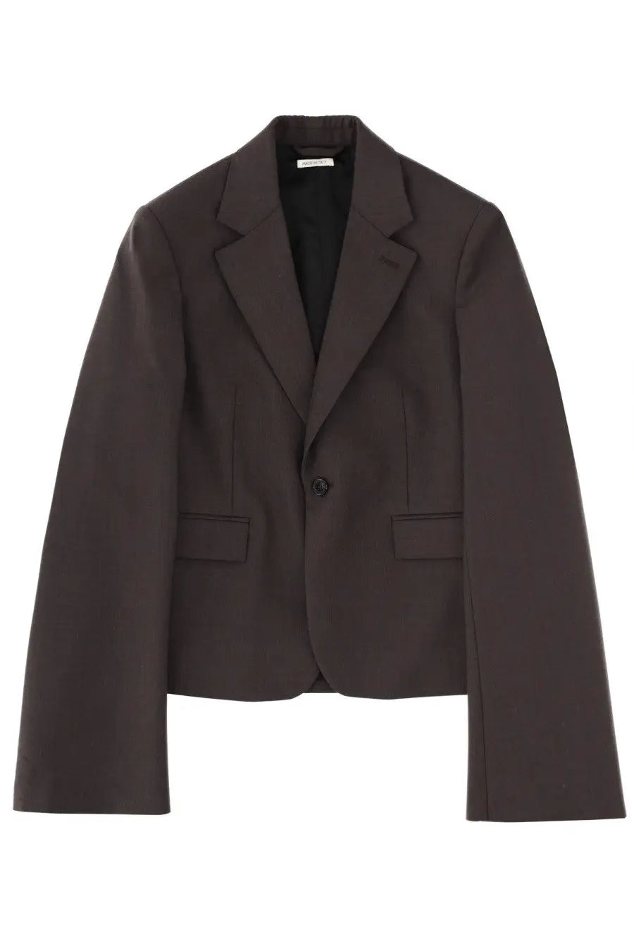 Jw anderson women’s elegant jacket brown featuring a sleek dark brown blazer with single-button closure and structured lapels