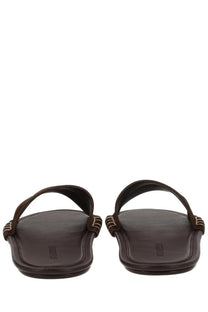 Jw anderson women’s brown leather sandals with braided detailing on the straps for stylish summer wear