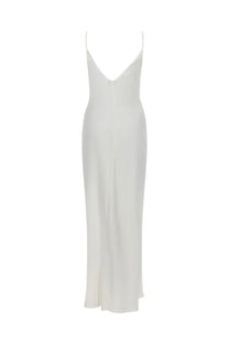 Jw anderson women’s long dress white sleek off-white satin slip dress with delicate spaghetti straps and v-neckline
