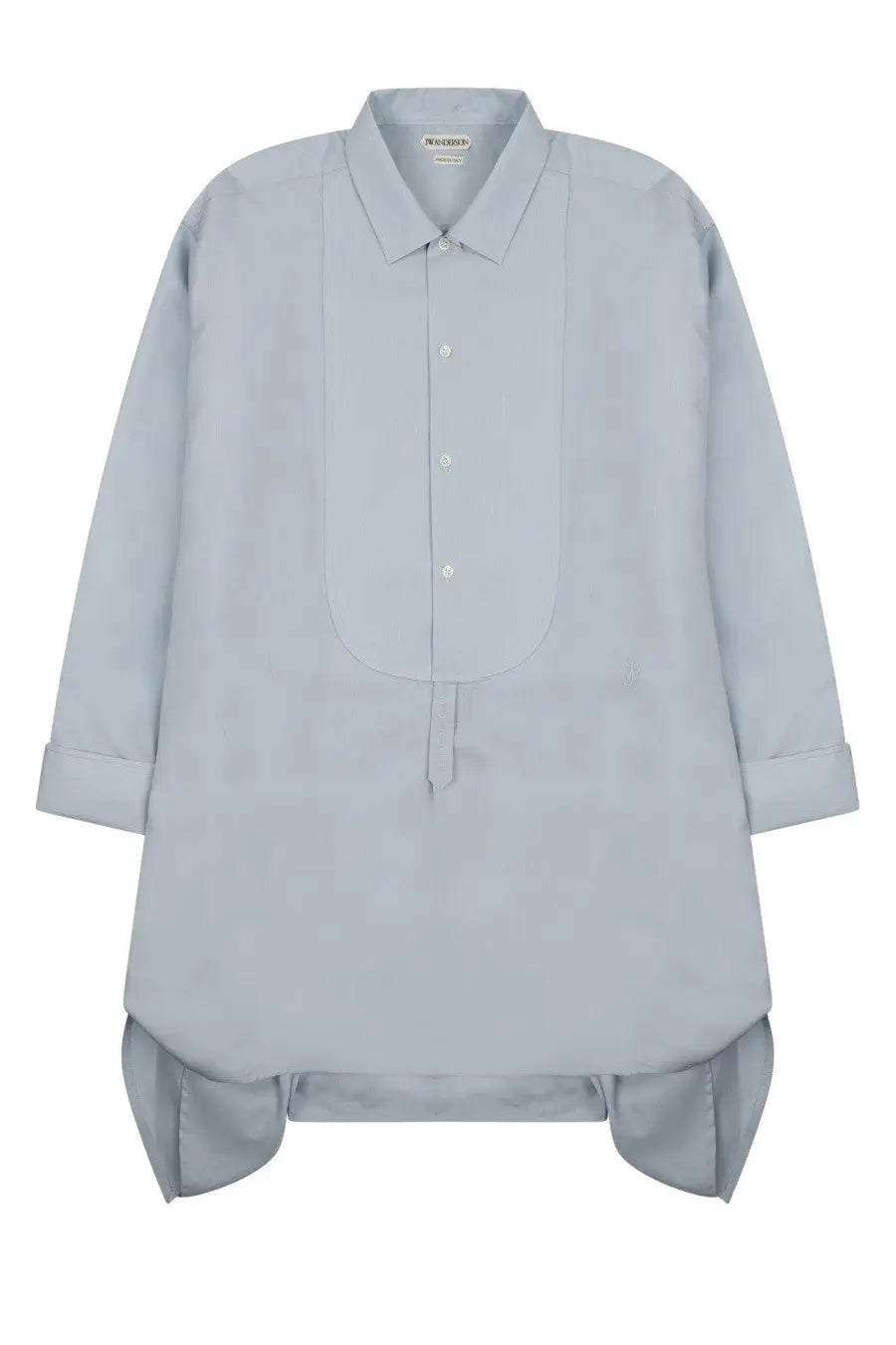 Jw anderson women’s mini abito camicia blue oversized light blue button-up shirt with lighter front panel and rolled cuffs