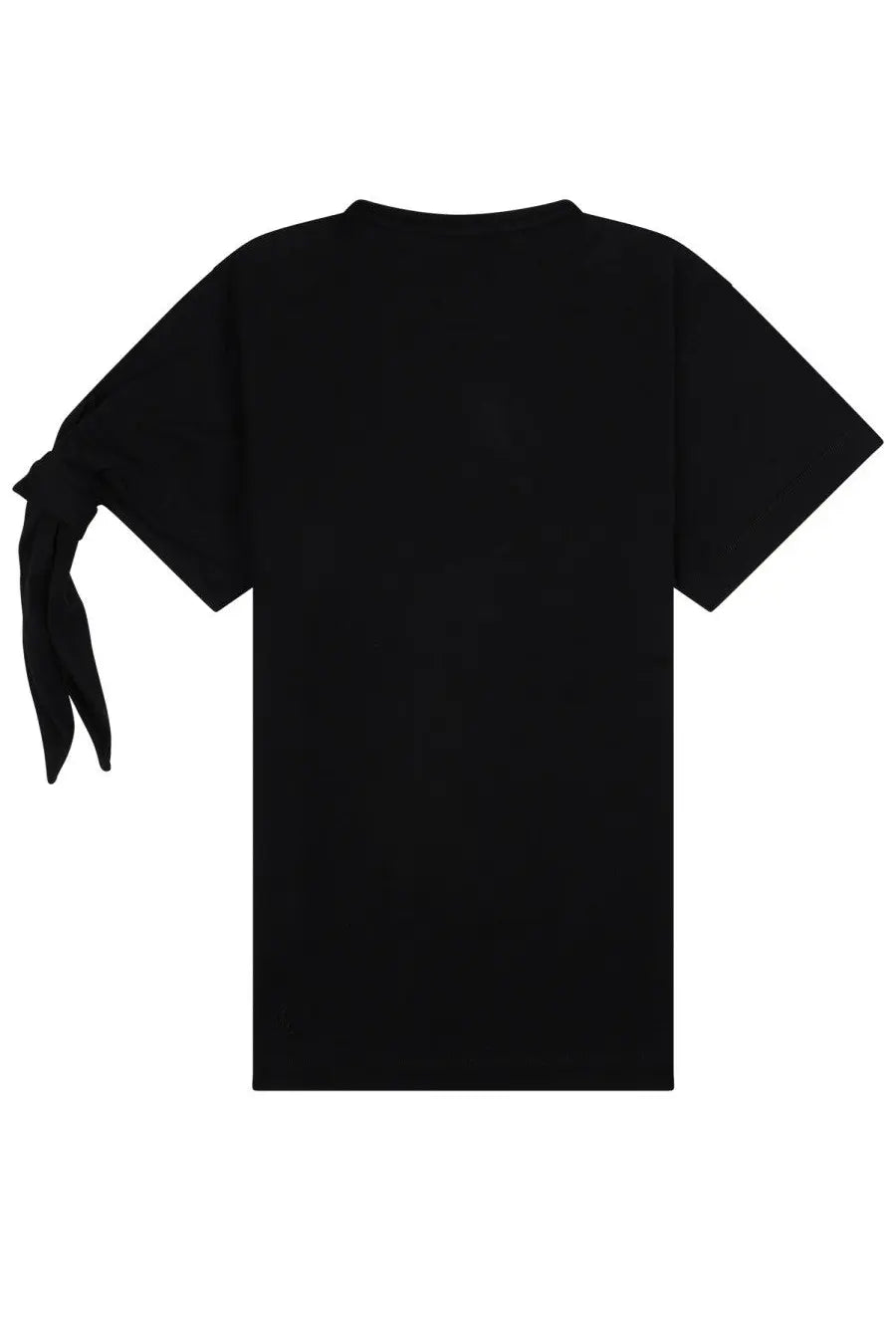 Jw anderson women’s black short-sleeved t-shirt with tied fabric detail on the left sleeve made of soft cotton