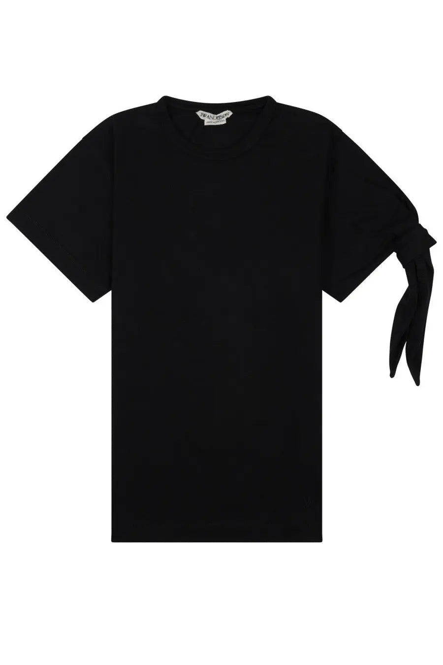 Jw anderson women’s black short-sleeved cotton shirt with tied knot detail on the right sleeve