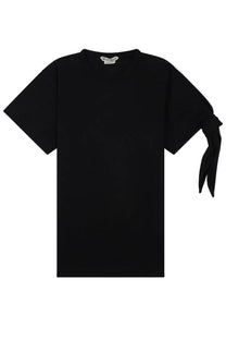 Jw anderson women’s black short-sleeved cotton shirt with tied knot detail on the right sleeve