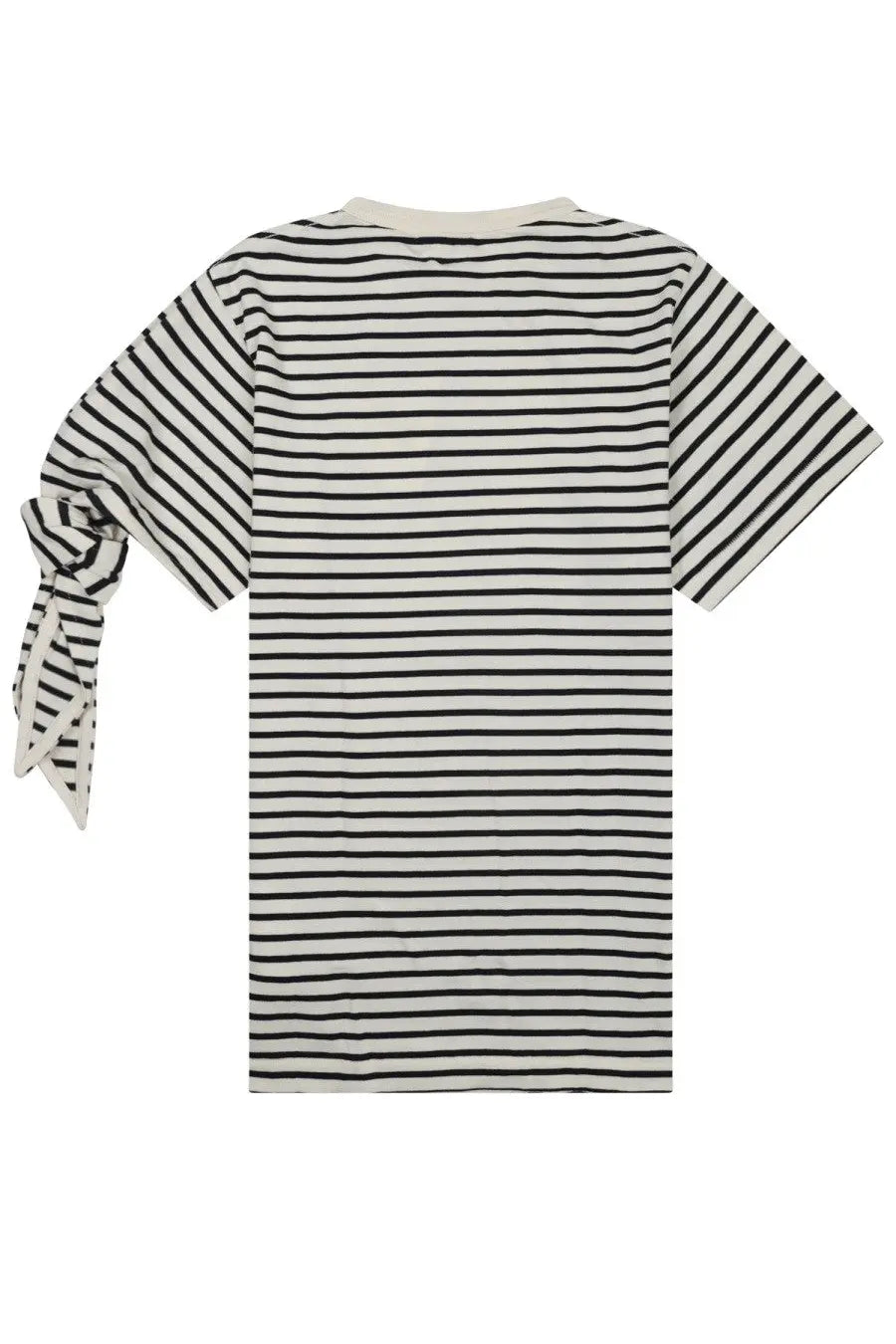Jw anderson women’s shirt con nodo multicolor black and white striped short-sleeved t-shirt with knotted sleeve detail
