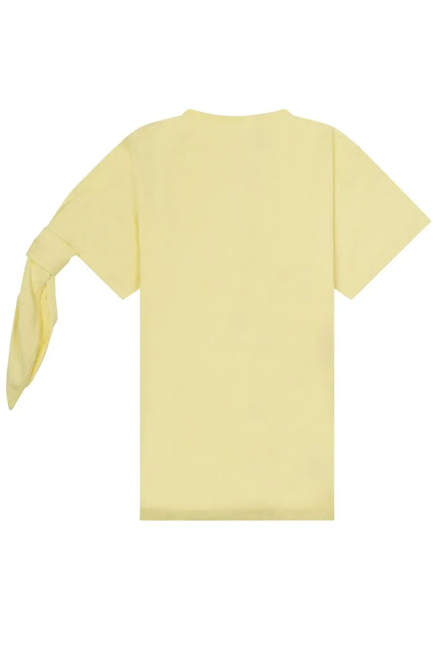 Jw anderson women’s yellow short-sleeved shirt with one sleeve tied into a knot at the shoulder