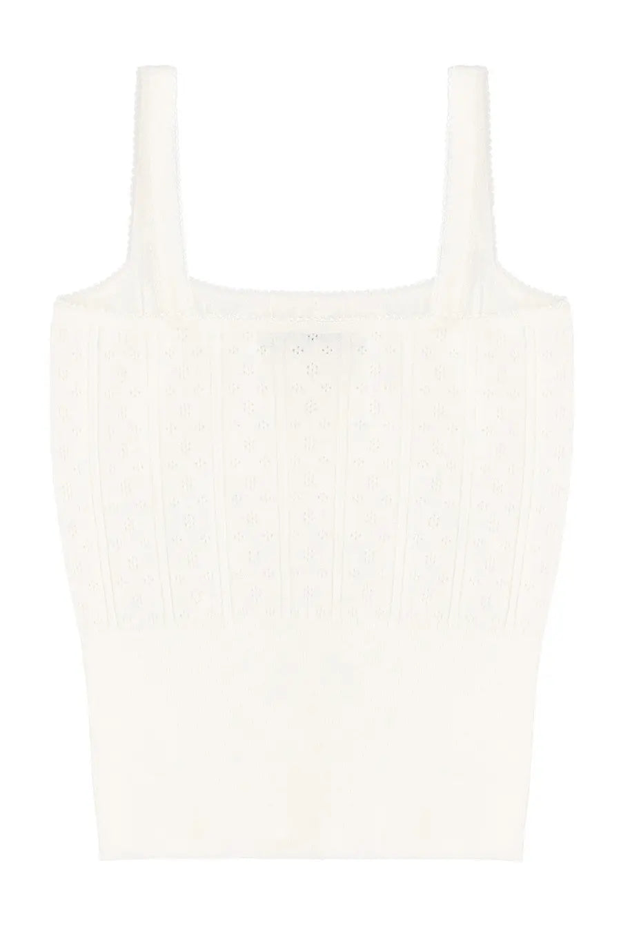 Jw anderson women’s cream ribbed knit crop top with thin straps and square neckline in white