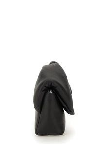 Jw anderson women’s twister bag black leather clutch with soft draped design and subtle sheen