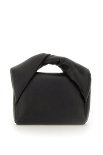 Jw anderson women’s twister bag black leather handbag with a distinctive twisted top handle design