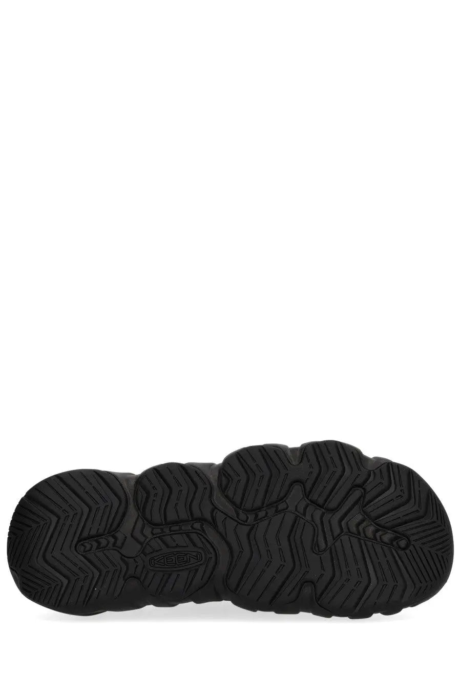 Black rubber sole with chunky textured tread and subtle keen logo embossed near the heel of keen mens hypowser crushback sneaker