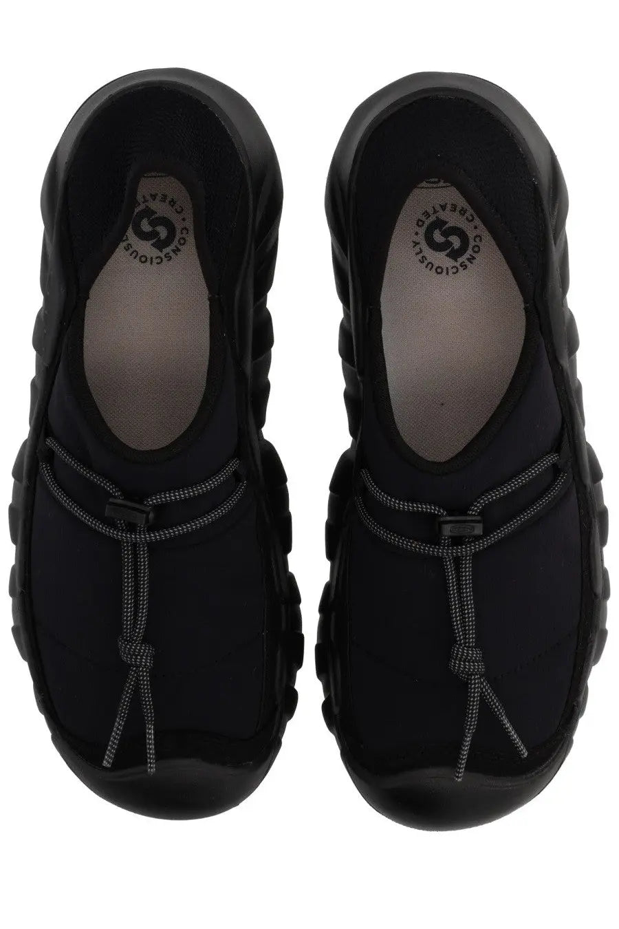 Keen men’s hypowser crushback sneaker black black rubber-soled slip-on shoes with textured chunky design and gray laces