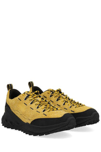 Keen men’s sneaker jasper zionic yellow trail runner in yellow suede with black rubber sole and contrasting laces