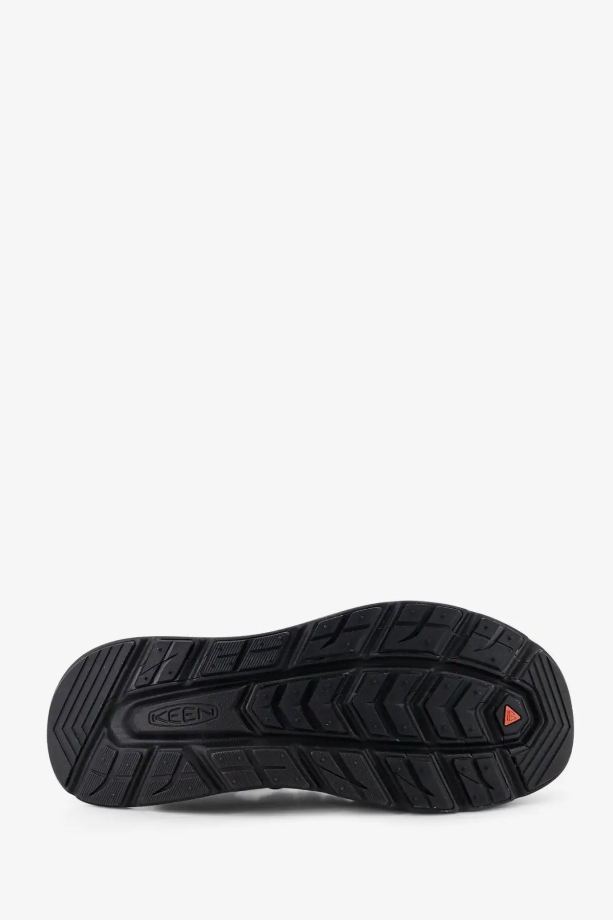 Black rubber sole with textured geometric tread and keen logo on the center of keen men’s uneek wk suede sneakers