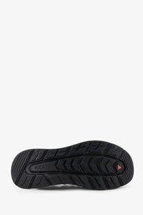 Black rubber sole with textured geometric tread and keen logo on the center of keen men’s uneek wk suede sneakers