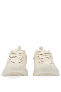 Keen women’s jasper se1 sneaker white cream-colored suede with chunky rubber sole and matching laces front view