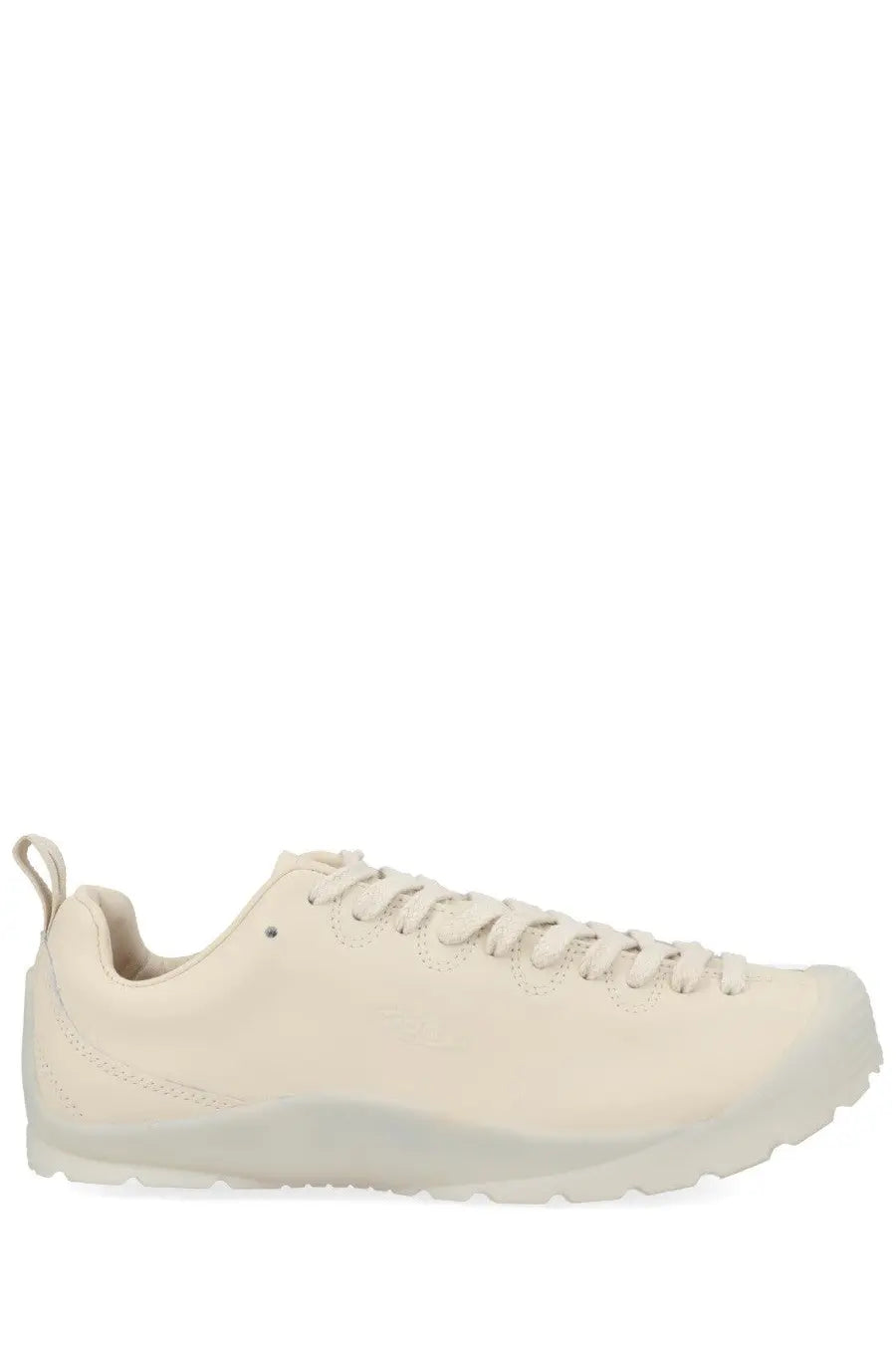 Keen women’s jasper se1 sneaker white cream-colored suede with translucent rubber sole and matching laces