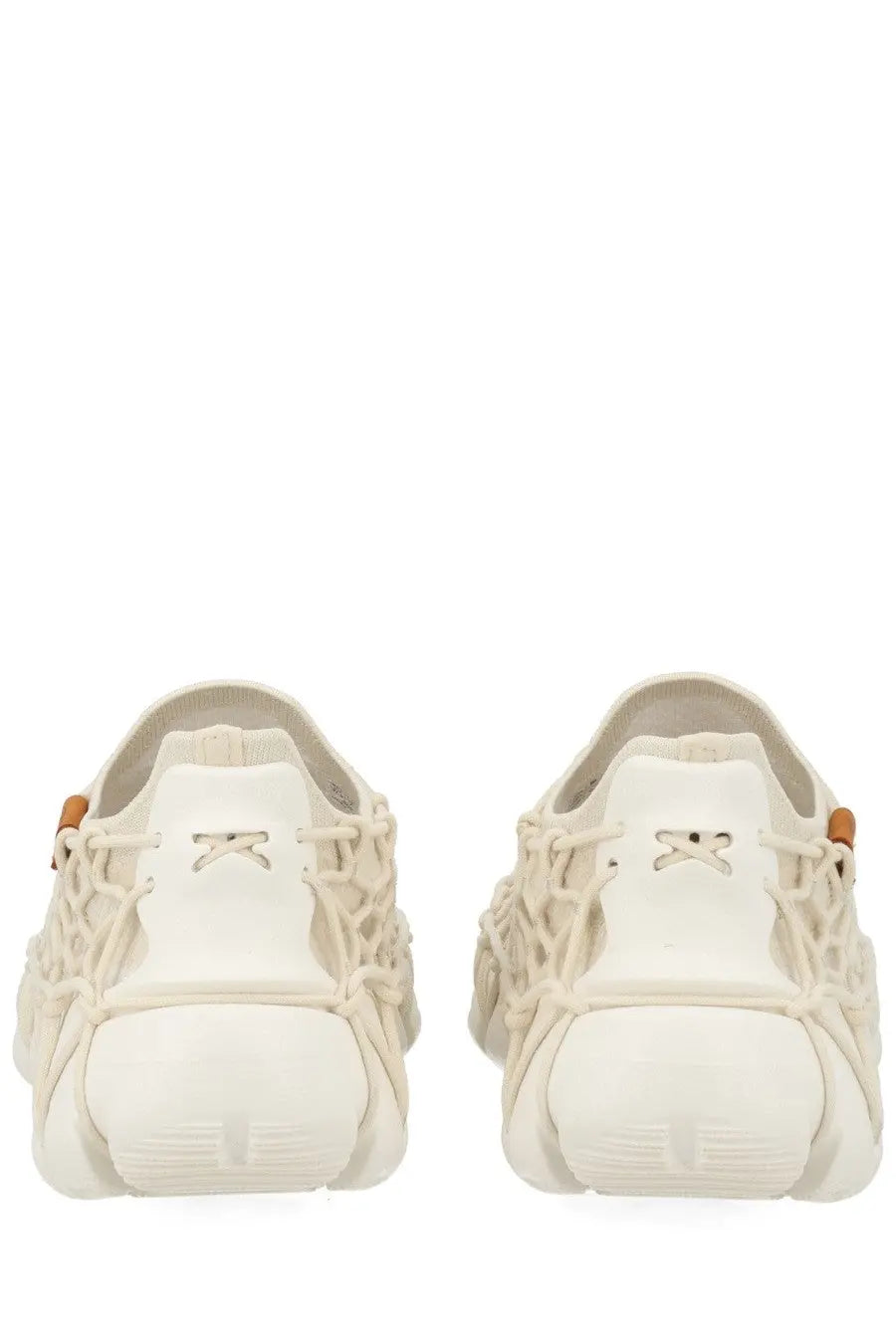 Keen women’s sneaker uneek white cream-colored mesh sneakers with chunky sole and orange-tipped laces