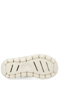 Off-white rubber sole with textured segmented design and dark grooves for grip on keen women’s sneaker uneek white