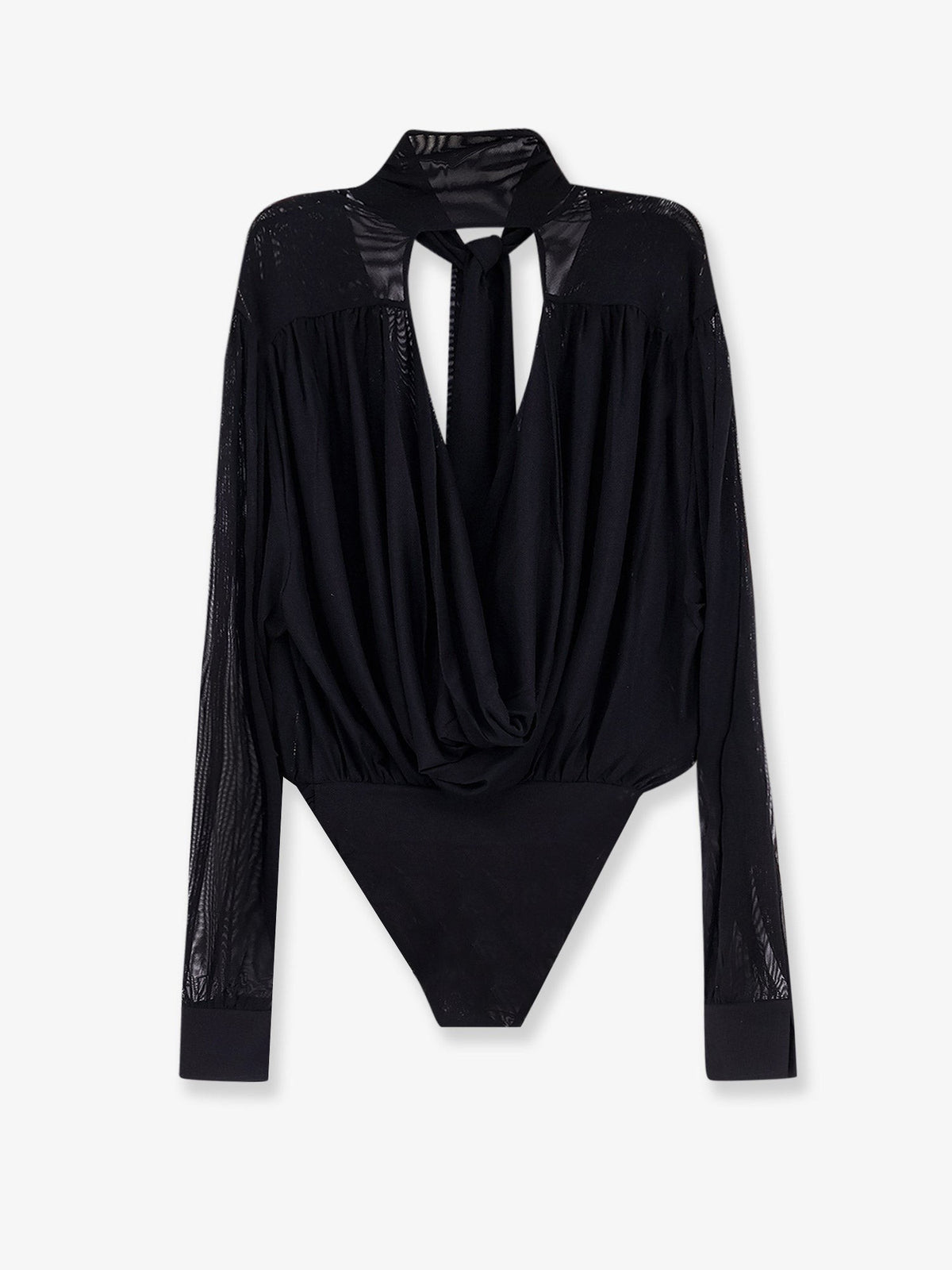 Amazuìn Women's Keila Sheer Stretch Tulle Bodysuit Black