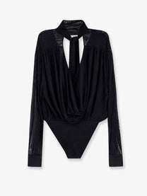 Amazuìn Women's Keila Sheer Stretch Tulle Bodysuit Black