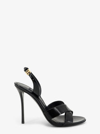 Dolce &amp; Gabbana Women's Keira Shiny Calfskin Leather Sandals Black