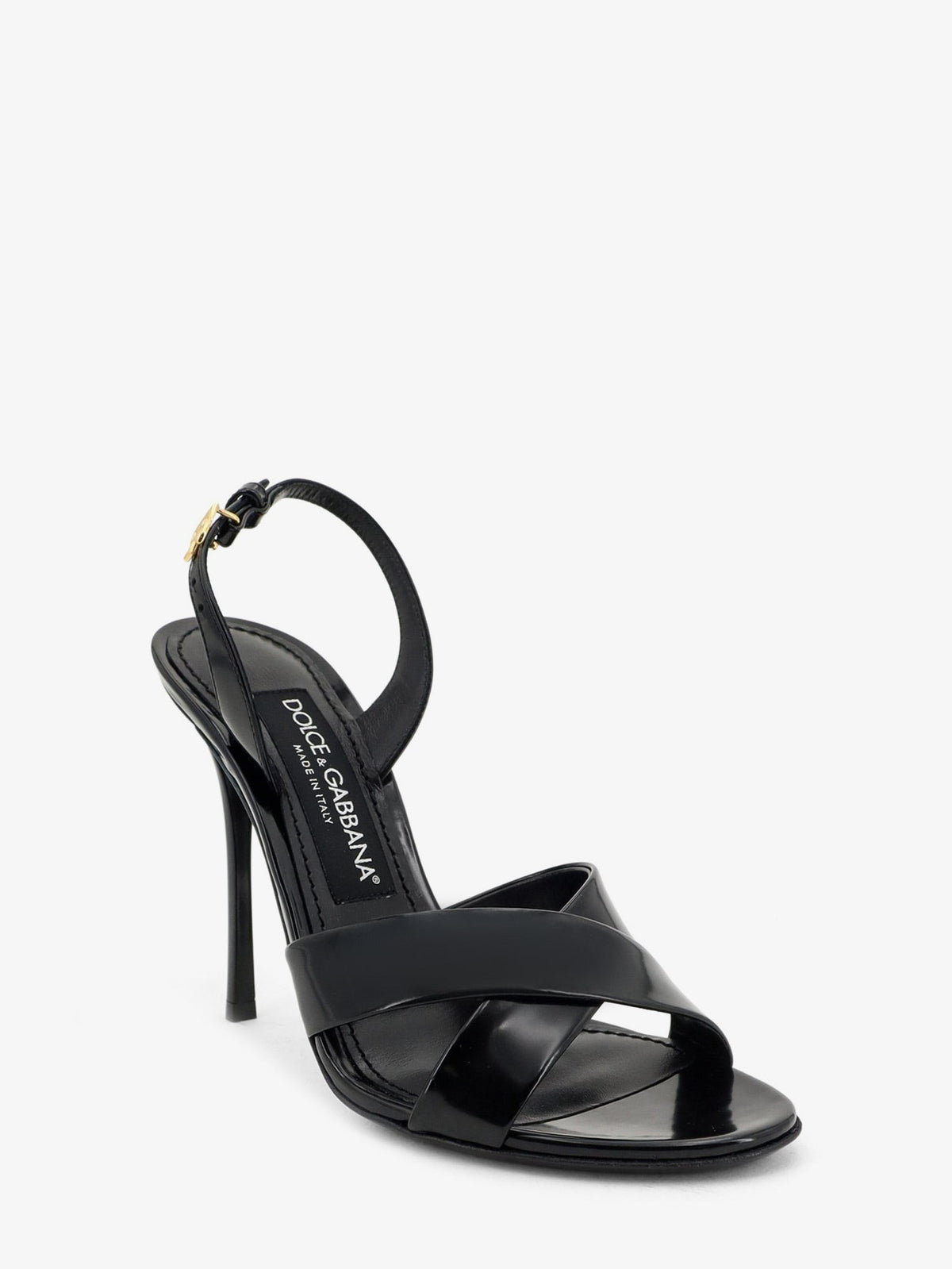 Dolce &amp; Gabbana Women's Keira Shiny Calfskin Leather Sandals Black, view 2