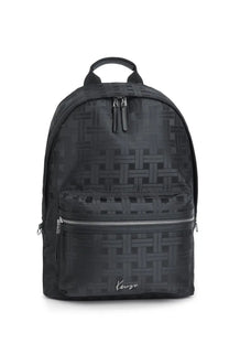 Kenzo men’s backpack walls black featuring a black woven pattern with silver zippers and subtle brand logo at bottom