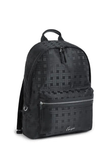 Kenzo men’s backpack walls black featuring a black woven pattern with subtle sheen and small embroidered logo