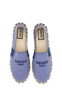 Kenzo men’s espadrilla purple canvas slip-on with navy accents woven jute sole and kenzo paris logo embroidery