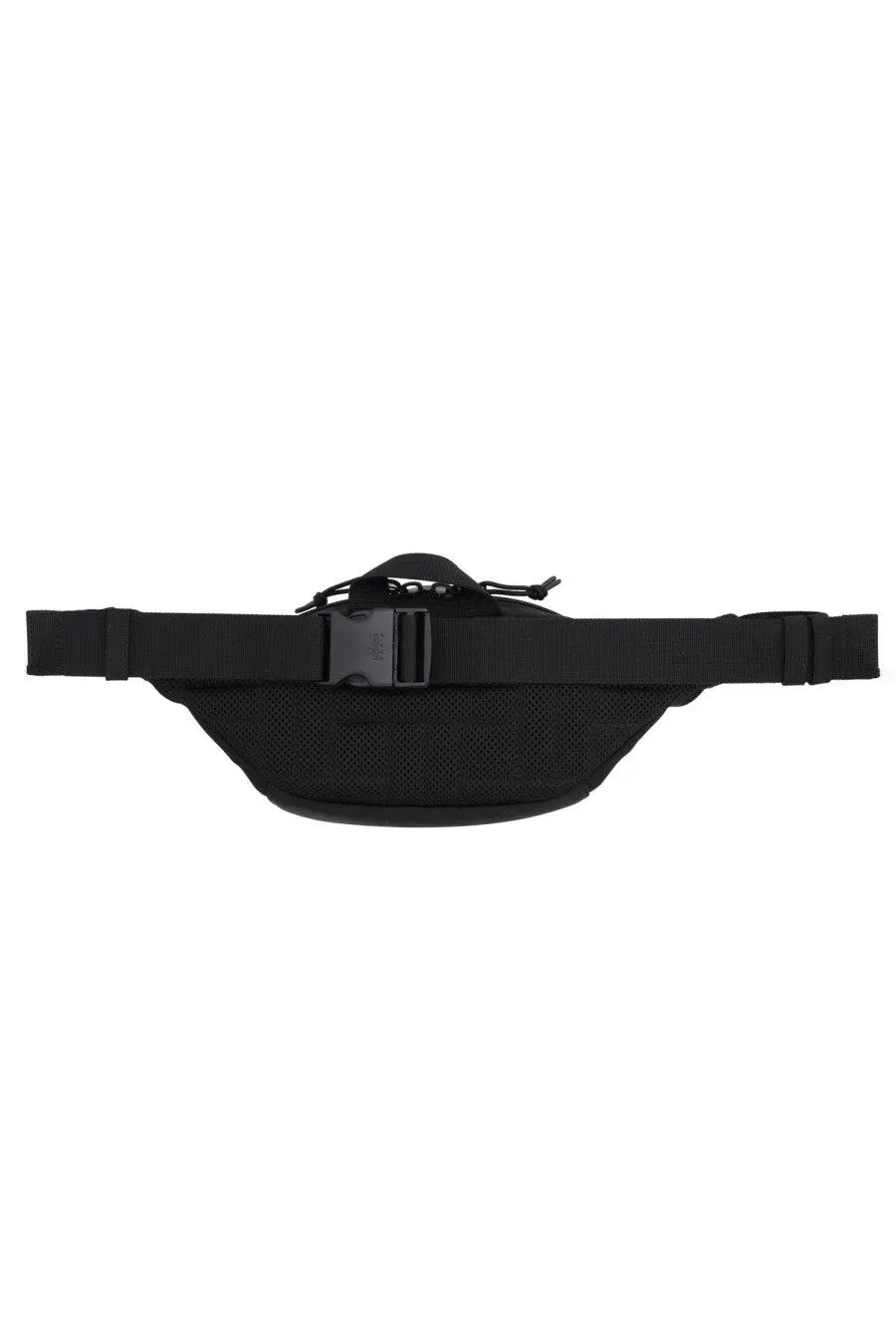 Kenzo men’s black mesh waist bag with adjustable strap and buckle for hands free carrying