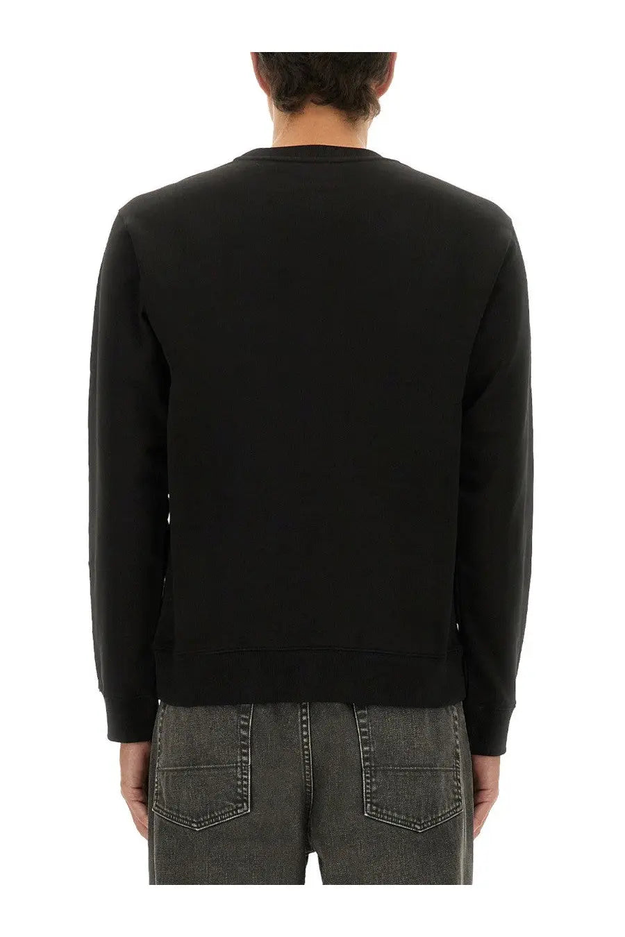 Kenzo men’s slim fit black crewneck sweatshirt with long sleeves and ribbed cuffs made from soft fabric