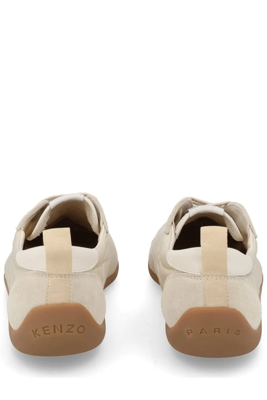Beige Kenzo Paris slip-on sneakers with suede and canvas upper and tan rubber sole in Kenzo men’s Striker sneaker pink style