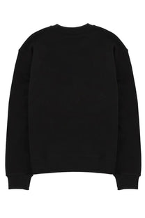 Kenzo men’s black crewneck sweatshirt with ribbed cuffs and hem featuring wild tiger embroidery