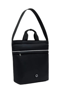 Kenzo women’s boke flower tote bag black nylon shoulder bag with white zipper trim and circular logo patch
