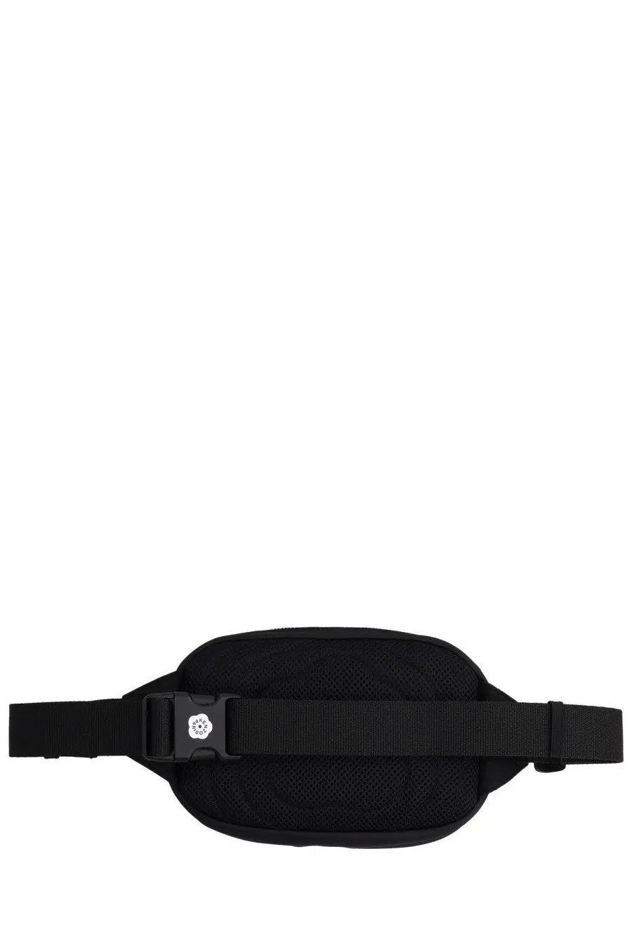 Kenzo women’s pouch boke flower black mesh waist bag with minimalist design and white floral logo on buckle