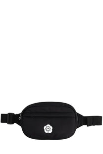 Kenzo women’s black pouch boke flower waist bag with white embroidered flower logo on the front