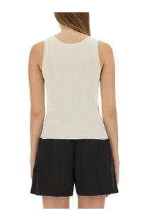 Kenzo women’s cream-colored ribbed knit sleeveless tank top made of soft material for casual wear