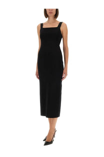 Khaite women’s dixi black sleeveless midi dress with square neckline and fitted silhouette