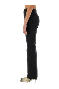 Khaite women’s black high-rise flared denim jeans with straight-leg cut and classic five-pocket design