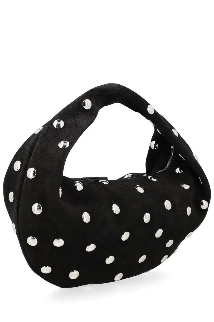 Khaite women’s olive medium hobo bag black made of black suede with silver toned circular studs