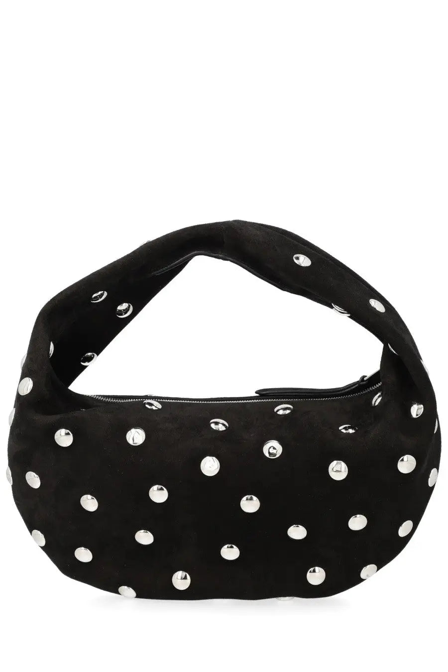 Khaite women’s olive medium hobo bag black black suede handbag adorned with silver toned studs